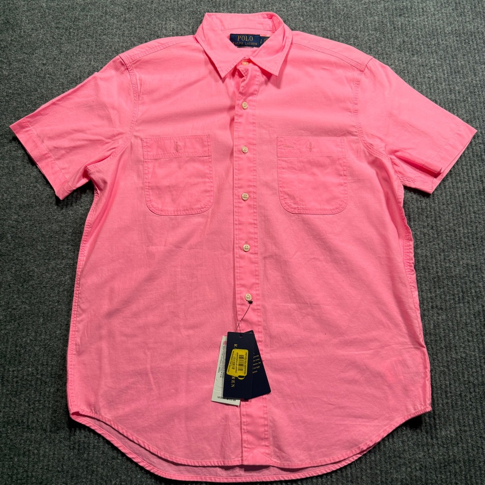 Polo Ralph Lauren Button Down Shirt Mens Small Pink Short Sleeve Classic Fit NWT